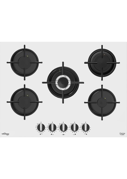 TAO7001WG Ankastre Wok Gözlü Gazlı Ocak 70 cm Beyaz Cam