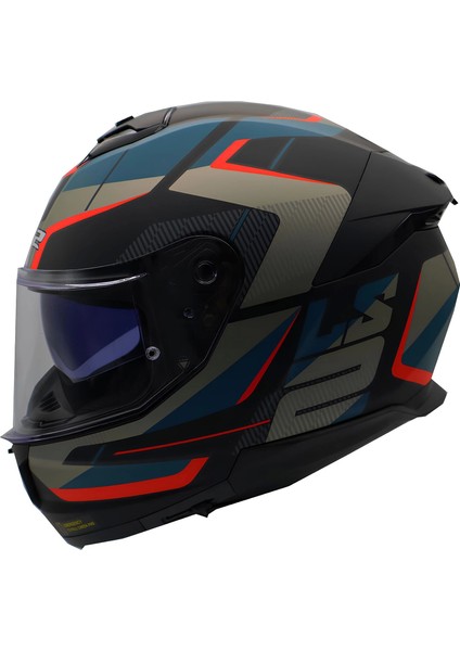 Kask Ls2 Stream 2 Road Mat Siyah-Gri-Mavi-Kırmızı
