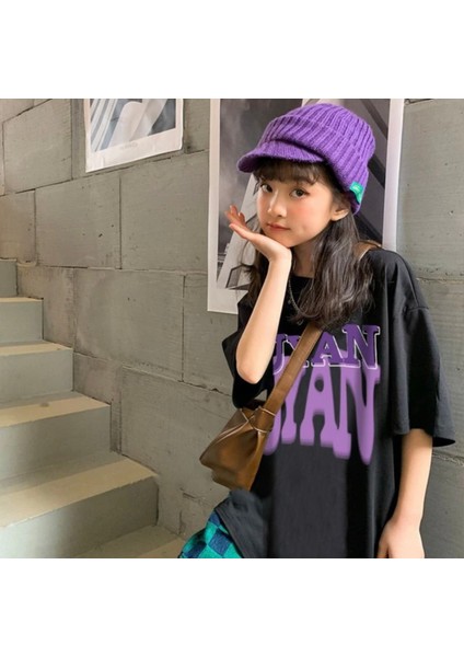 Özel Tasarım Fuyan Baskılı %100 Pamuk Oversize Hip Hop Japon Stil Kız Çocuk T-Shırt