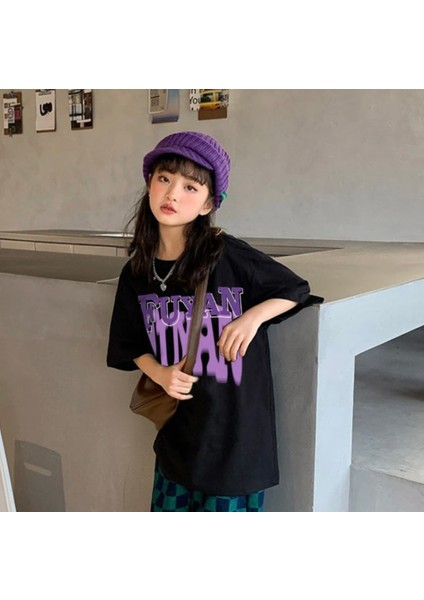 Özel Tasarım Fuyan Baskılı %100 Pamuk Oversize Hip Hop Japon Stil Kız Çocuk T-Shırt fiyatları