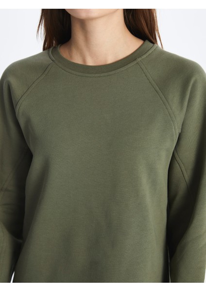Chicago - Bisiklet Yaka Basic Rahat Kalıp Uzun Kollu Baskısız Penye Sweatshirt Elbise