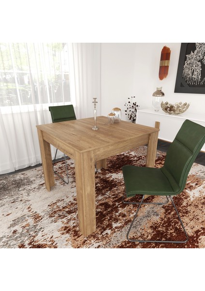 Single Mutfak Yemek Masası, 90x90 cm, Kare, Koyu Meşe