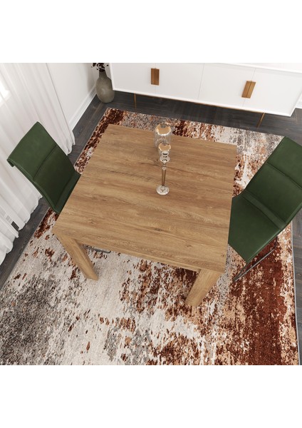 Single Mutfak Yemek Masası, 90x90 cm, Kare, Koyu Meşe