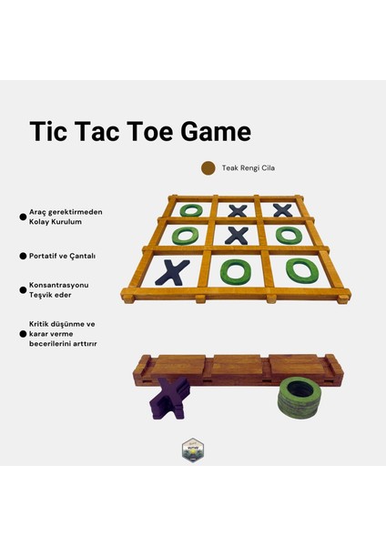 Tic-Tac-Toe Ahşap Oyun Portatif Eğitici Oyun