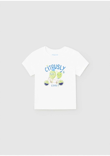 Yazlık Erkek Bebek Kısa Kol T-Shirt Beyaz