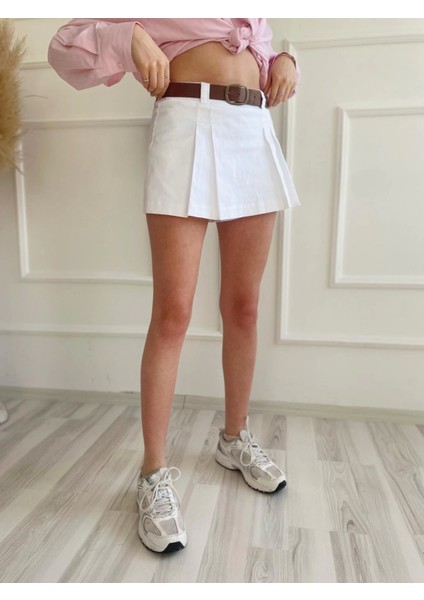 Kadın Etek Detaylı Şort Ekru fiyatları