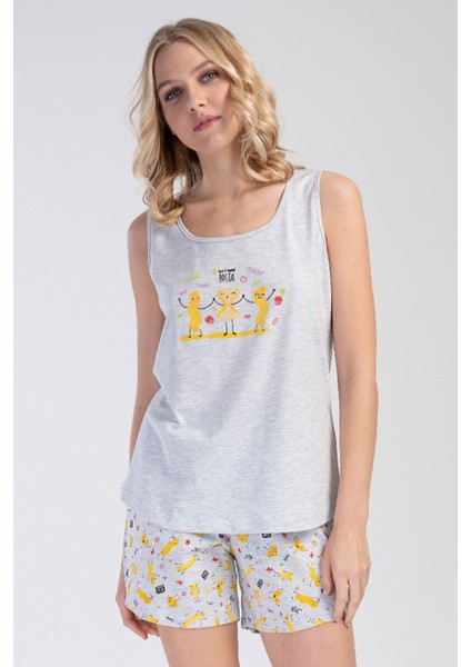 Kadın Kalın Askılı Şortlu Pijama Takım , 311254