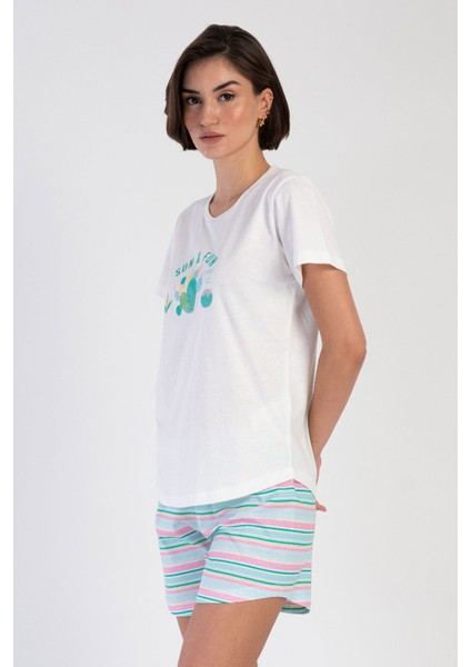 Pamuklu Kadın Kısa Kol Şortlu Pijama Takım , 312048 modelleri