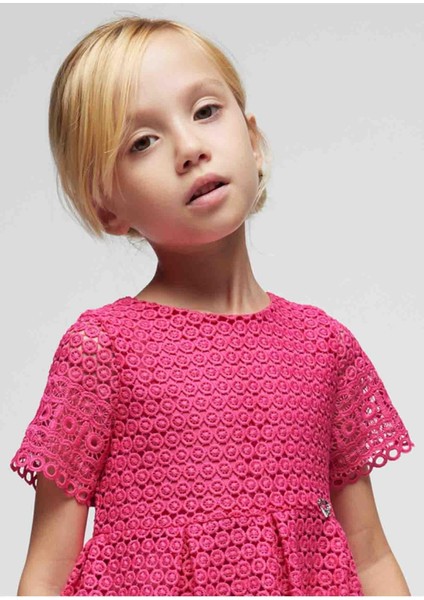 Yazlık Kız Işlemeli Elbise - Fuşya fiyatları