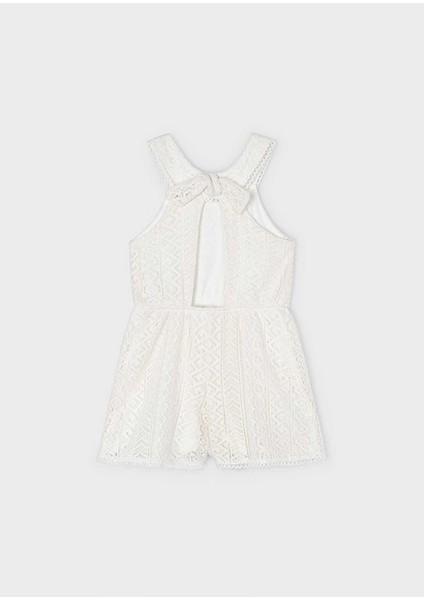 Yazlık Kız Güpürlü Şort Tulum - Ekru indirimleri