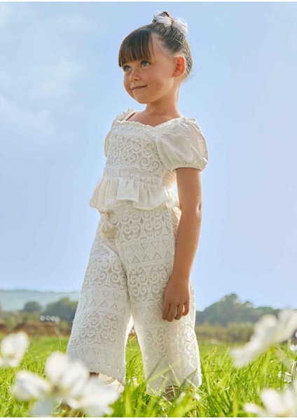 Yazlık Kız Pantolon Ekru