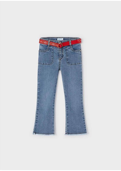 Yazlık Kız Denim Pantolon Mavi