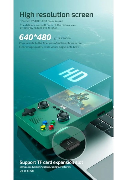 X6 Taşınabilir Retro Oyun Konsolu Hd Görüntü 10000 Oyunlu Game Stick