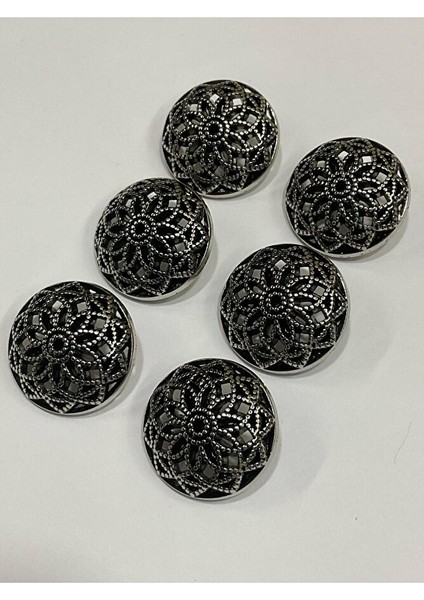 Trençkot Ceket Düğmesi / Metal Düğme / Nikel Kaplama Gümüş / 2,5 cm / 6 Lı Set/mde