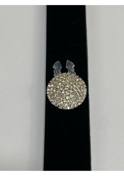 Taşlı Düğme /taşlı Klipsli Düğme/ 2,7 cm Gümüş