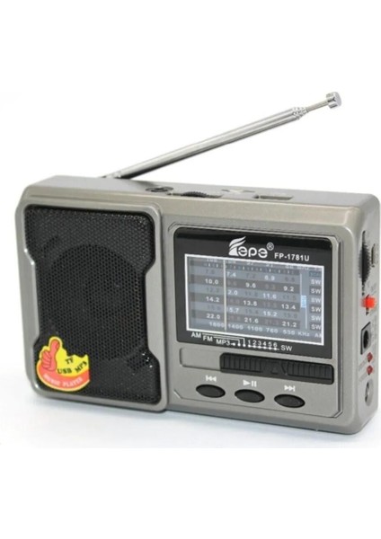 Fm Radyolu Bluetoothlu Şarjlı Cep Radyosu + El Feneri