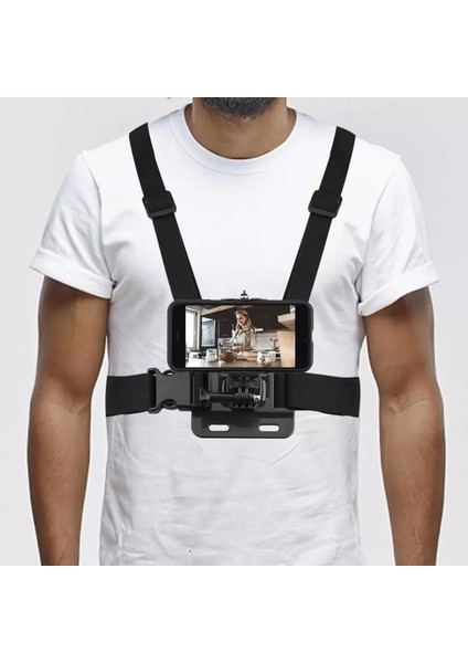 Cep Telefonu Uyumlu Göğüs Kemeri Vlog Video Çekim Seti Phone Holder Chest Body Strap