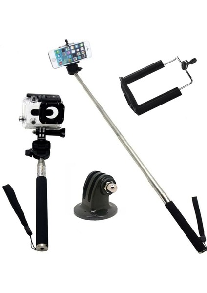 Gopro Aksiyon Kameraları Için Kafa Bandı Göğüs Bandı ve Monopod Başlangıç Seti