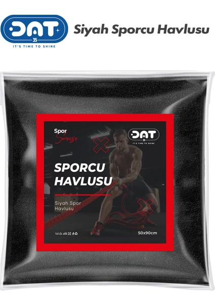 Siyah Sporcu Havlusu Gym Fitness Plates Boks Tenis Spor Havlusu 50 x 90 cm