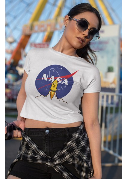Nasa Baskılı Crop Top