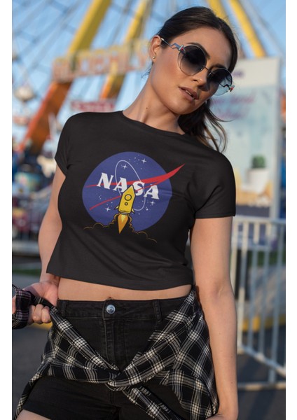 Nasa Baskılı Crop Top