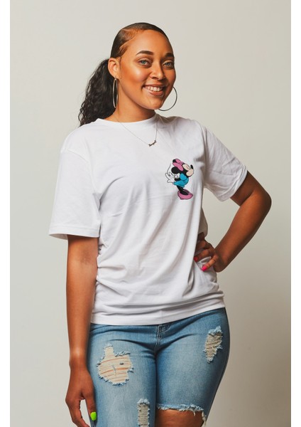 Minnie Mouse Baskılı T-Shirt Erkek-Kadın Couple Çift T-Shirt
