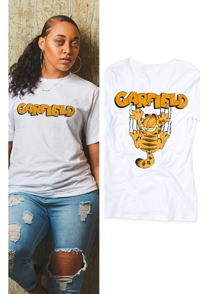 Unisex Garfield Sırt Baskılı T-Shirt