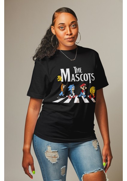 Sonic Süper Mario Pikachu Baskılı T-Shirt Erkek-Kadın The Mascots Baskılı T-Shirt