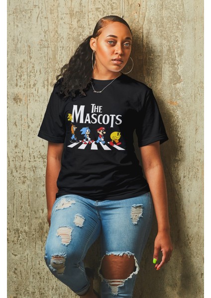 Sonic Süper Mario Pikachu Baskılı T-Shirt Erkek-Kadın The Mascots Baskılı T-Shirt