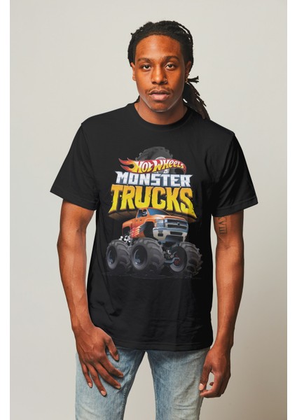 Unisex Hot Wheels Baskılı T-Shirt Monster Trucks Baskılı T-Shirt