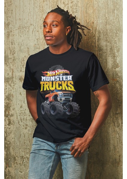 Unisex Hot Wheels Baskılı T-Shirt Monster Trucks Baskılı T-Shirt modelleri