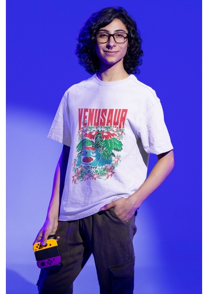 Unisex Oversize Venusaur Baskılı T-Shirt Erkek-Kadın Pokemon Baskılı T-Shirt fiyatları