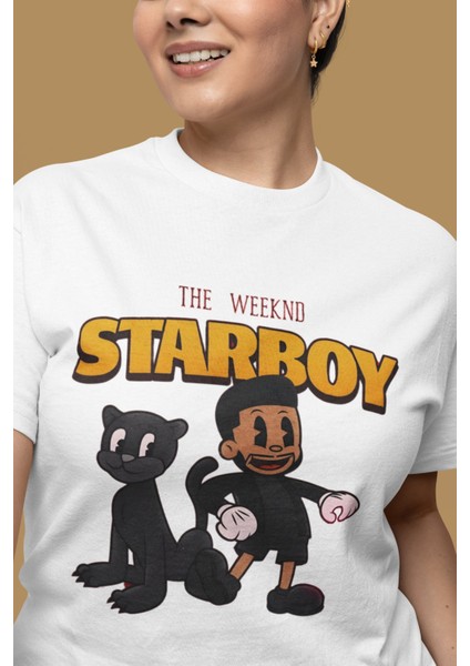 Cartoon The Weeknd Baskılı T-Shirt Unisex The Weeknd Yazılı T-Shirt