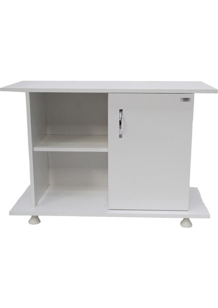 Mdf Düz Akvaryum Beyaz Sehpa 100 x 40 x 67 cm