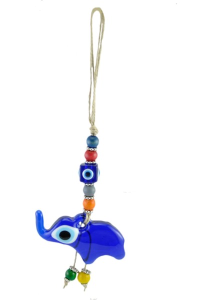 Nazar Boncuğu Cam Jut Ipli Fil Figürlü 25X10 cm