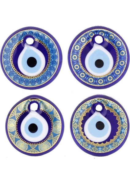 Cam Nazar Boncuğu Delikli Karışık Motifli Model 7 cm - 4 Adet