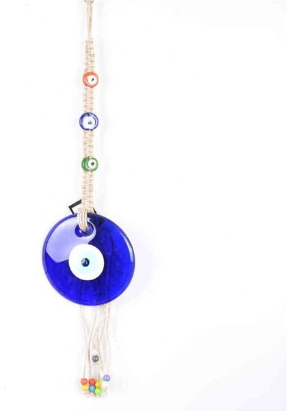 Nazar Makrome Oval Şekilli Renkli Boncuk Örme Detaylı Duvar Süsü