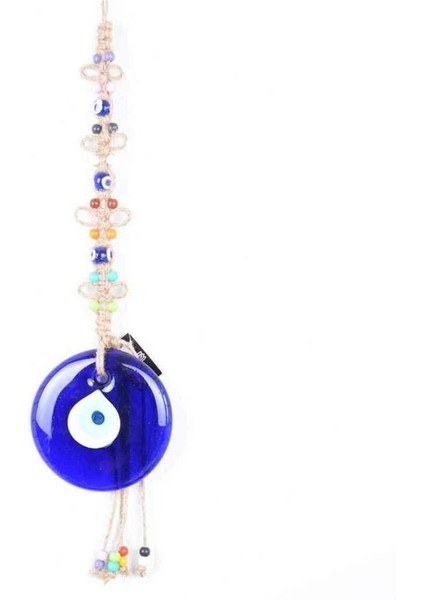 Nazar Makrome Oval Şekilli Çiçek Boncuk Örme Detaylı Duvar Süsü