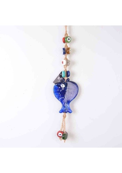 Nazar Makrome Balık Şekilli Sekiz Boncuk Detaylı Duvar Süsü