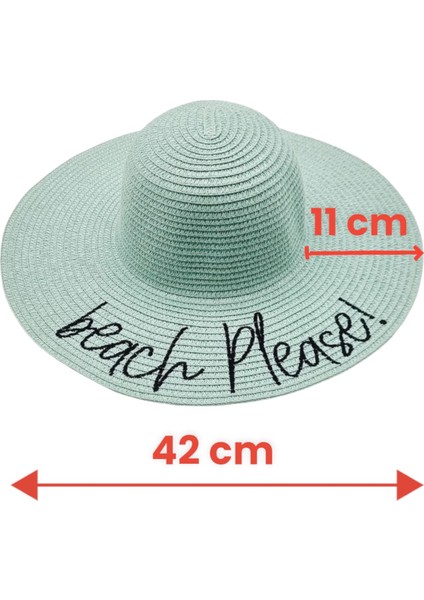 Kadın Beach Please Nakış Işlemeli Hasır Şapka
