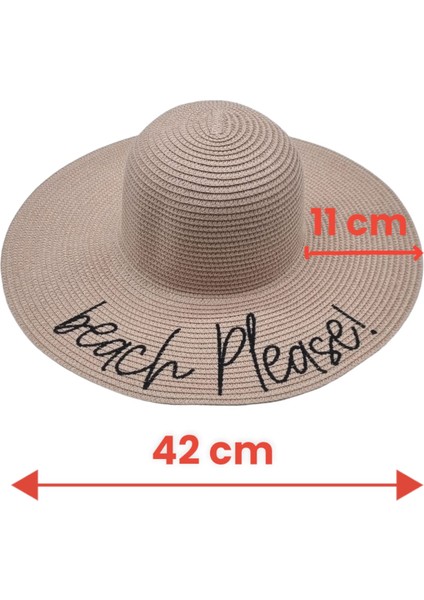 Kadın Beach Please Nakış Işlemeli Hasır Şapka