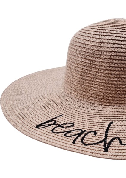Kadın Beach Please Nakış Işlemeli Hasır Şapka