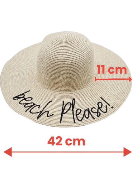 Kadın Beach Please Nakış Işlemeli Hasır Şapka