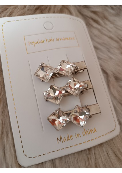 Kristal Taşlı 3 Lü Silver Renk Pens Toka modelleri