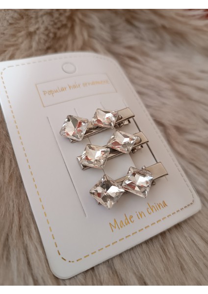 Kristal Taşlı 3 Lü Silver Renk Pens Toka fırsatları