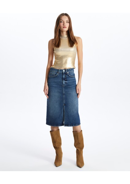 Cannes - Yırtmaçlı Midi Denim Etek - EW3101 fiyatları