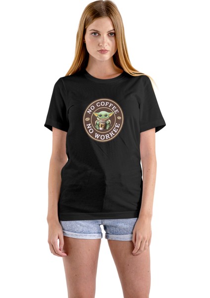 No Coffee No Workee T-Shirt Siyah Unisex