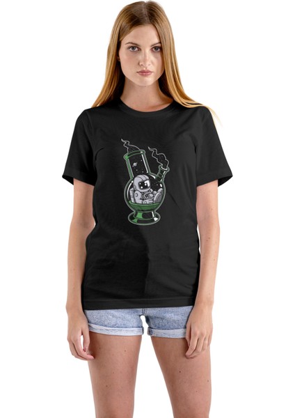 Astronot T-Shirt Siyah Unisex T-Shirt