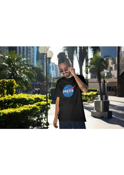 Nasa Pizza T-Shirt Siyah Unisex modelleri