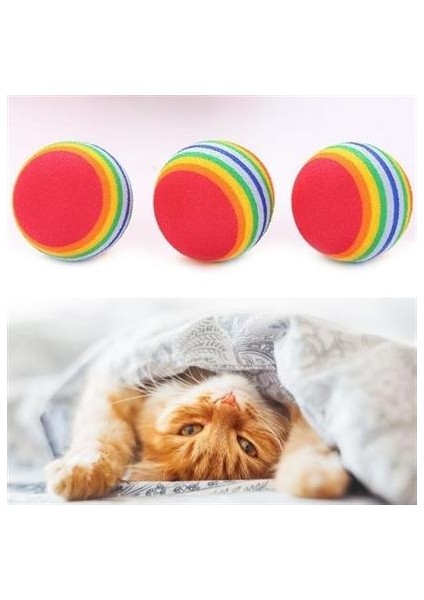 Buffer® 3lü Gökkuşağı Sünger Kedi Köpek Çiğneme Oyun Topu 4,2 cm indirimleri